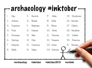 Archaeology #inktober prompts for 2018, with associated hashtag of #archink