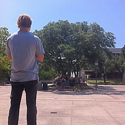 Students projecting Monty Python on the quad. Photo by Hazel Spedding.