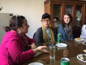 Co-author Sherine Hamdy with artists Sarula Bao and Caroline Brewer.